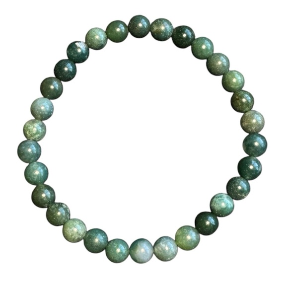 New Healing Stone Green Moss Agate Bead Stretch Bracelet Stability Growth Love - Picture 1 of 8